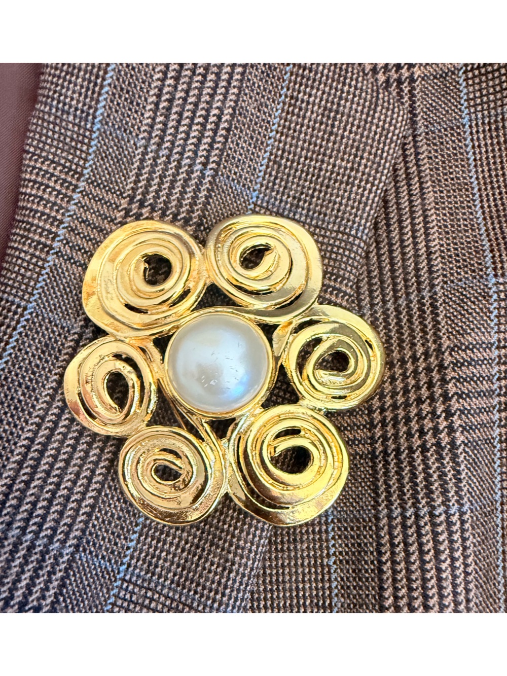 Cristina Gold Swirl Statement Brooch
